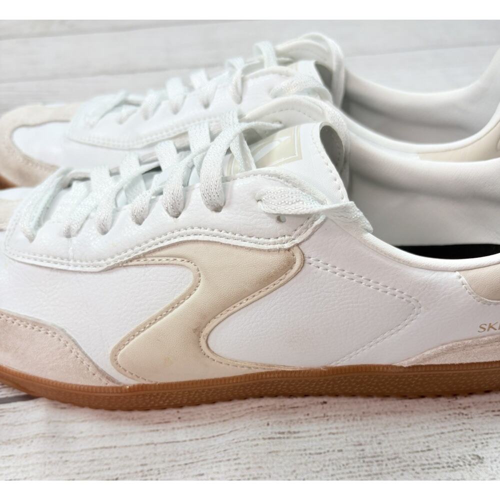 Skechers Women’s Hotshot Kickoff White Gum Sole Sneakers Court Shoes Size 11 - Picture 4 of 9